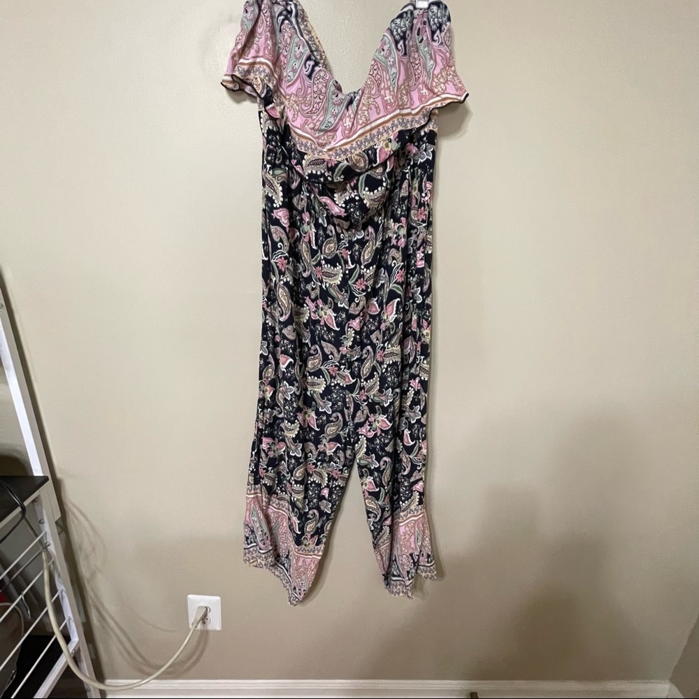 SHEIN Flowy Strapless Paisley Jumpsuit